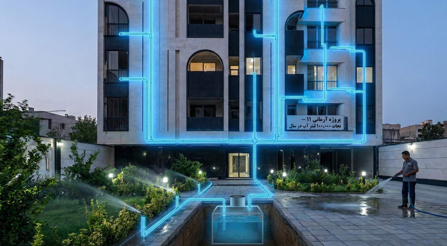 نجات ۱۰۰,۰۰۰ لیتر آب در سال؛ ابتکار سبز و هوشمندانه در پروژه آرمانی